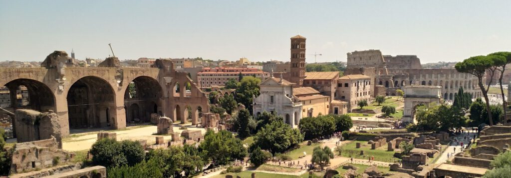 Blick vom Palatin Richtung Kolosseum, Rom 2018